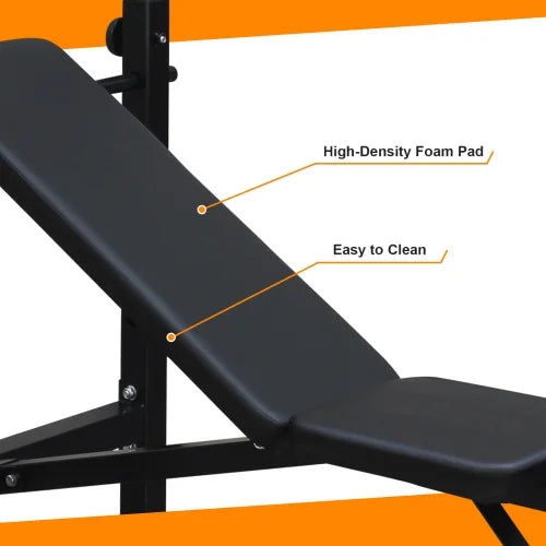 Exercise Weight Bench, Fitness Bench Press Set with Squat Rack and Bench for Home Gym Full-Body Workout Training