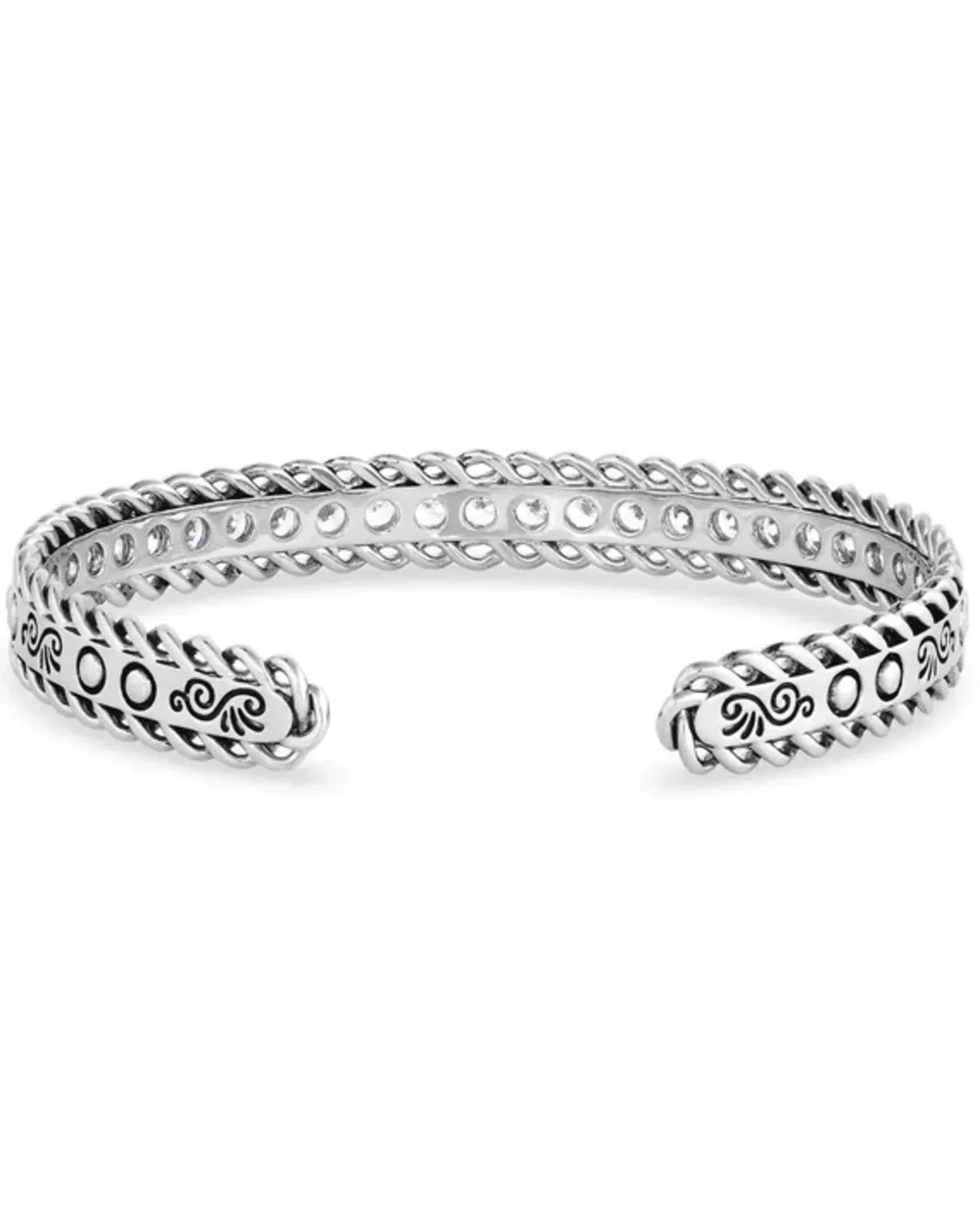 Montana Silversmiths Women's Silver Crystal Roads Cuff Bracelet Silver One Size