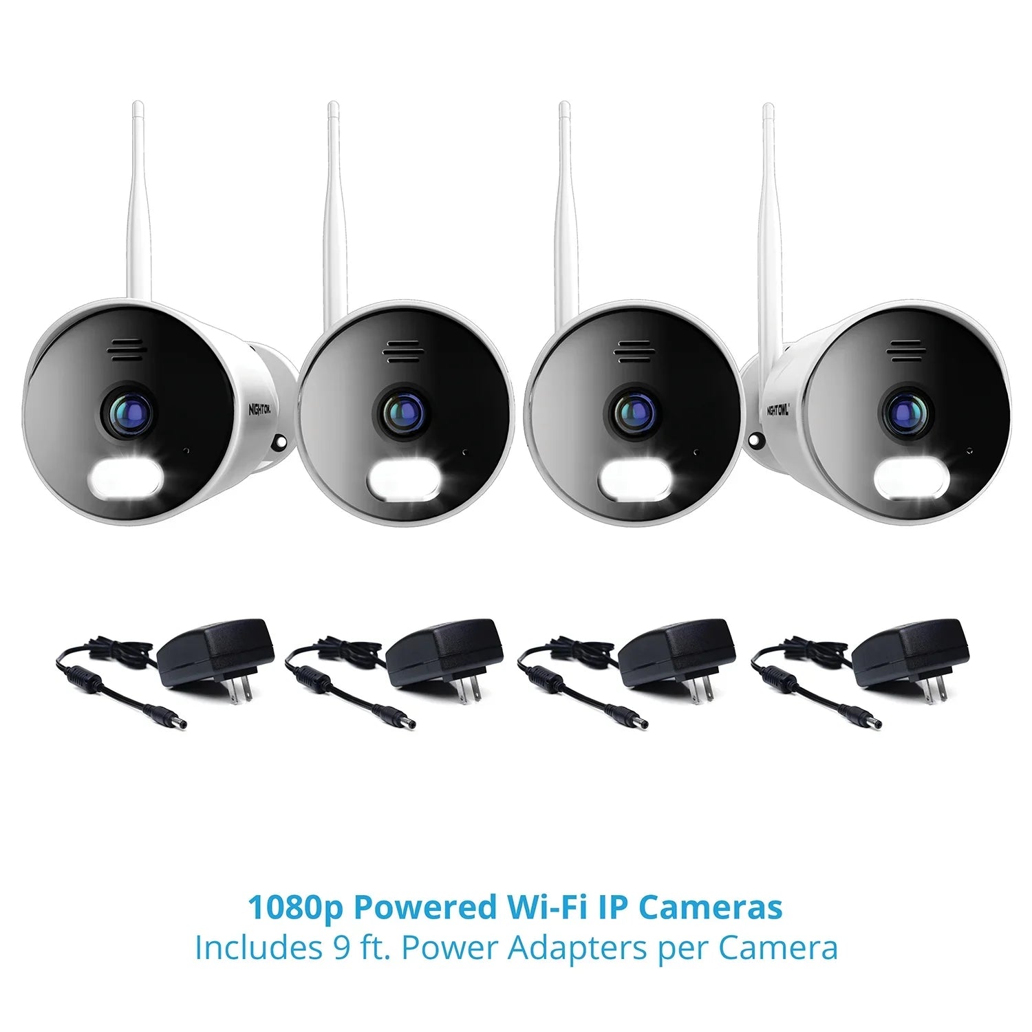 Night Owl 10 Channel 4K Wi-Fi NVR with 1TB Hard Drive and 4 Wi-Fi IP 1080p HD Spotlight Cameras