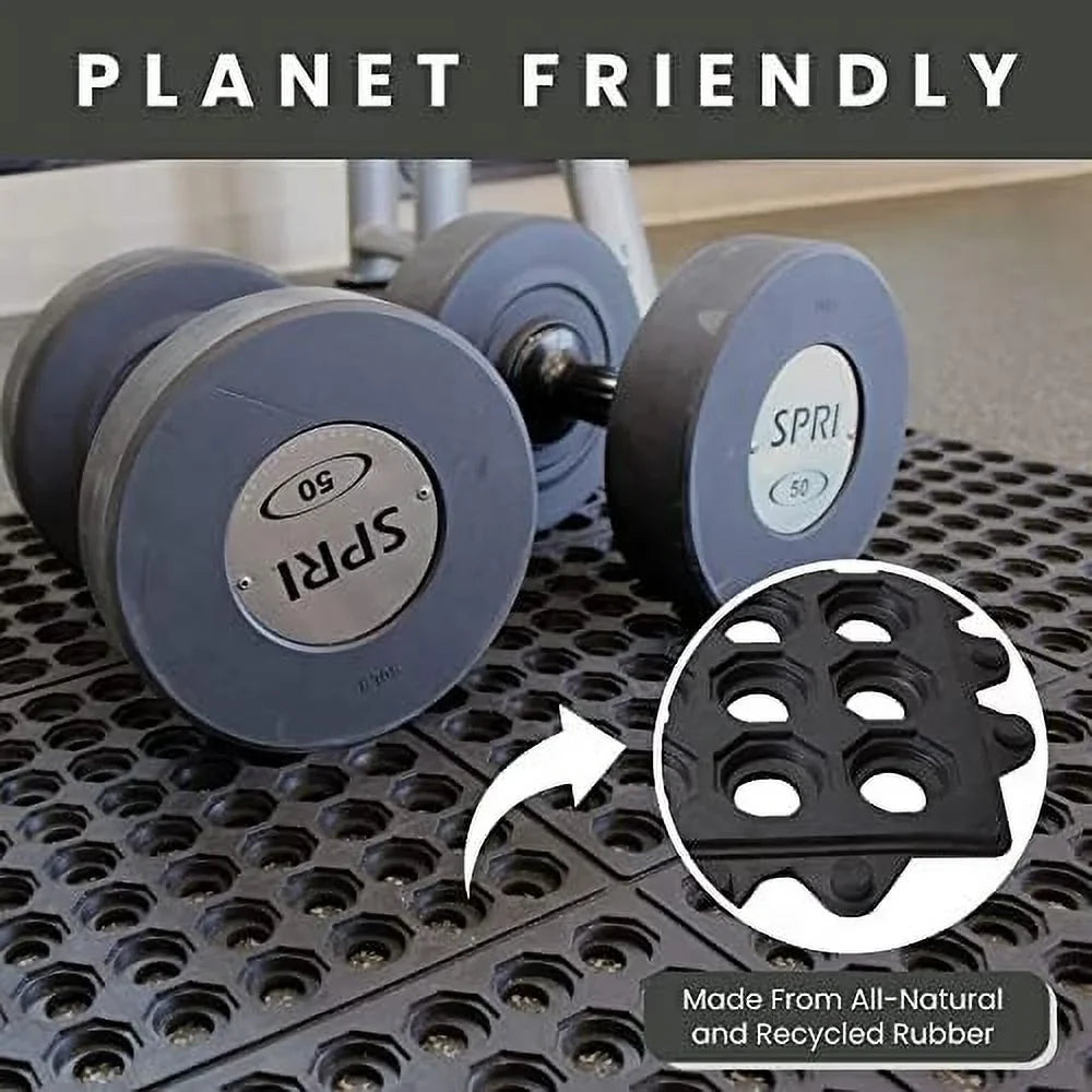 Interlocking Rubber Floor Mat For Restaurant Kitchen Floor Anti Fatigue Bar Door Mat Non-Slip Indoor Outdoor Shower Pool Drainage, Sturdy Garage Flooring 36 X 36 Inch