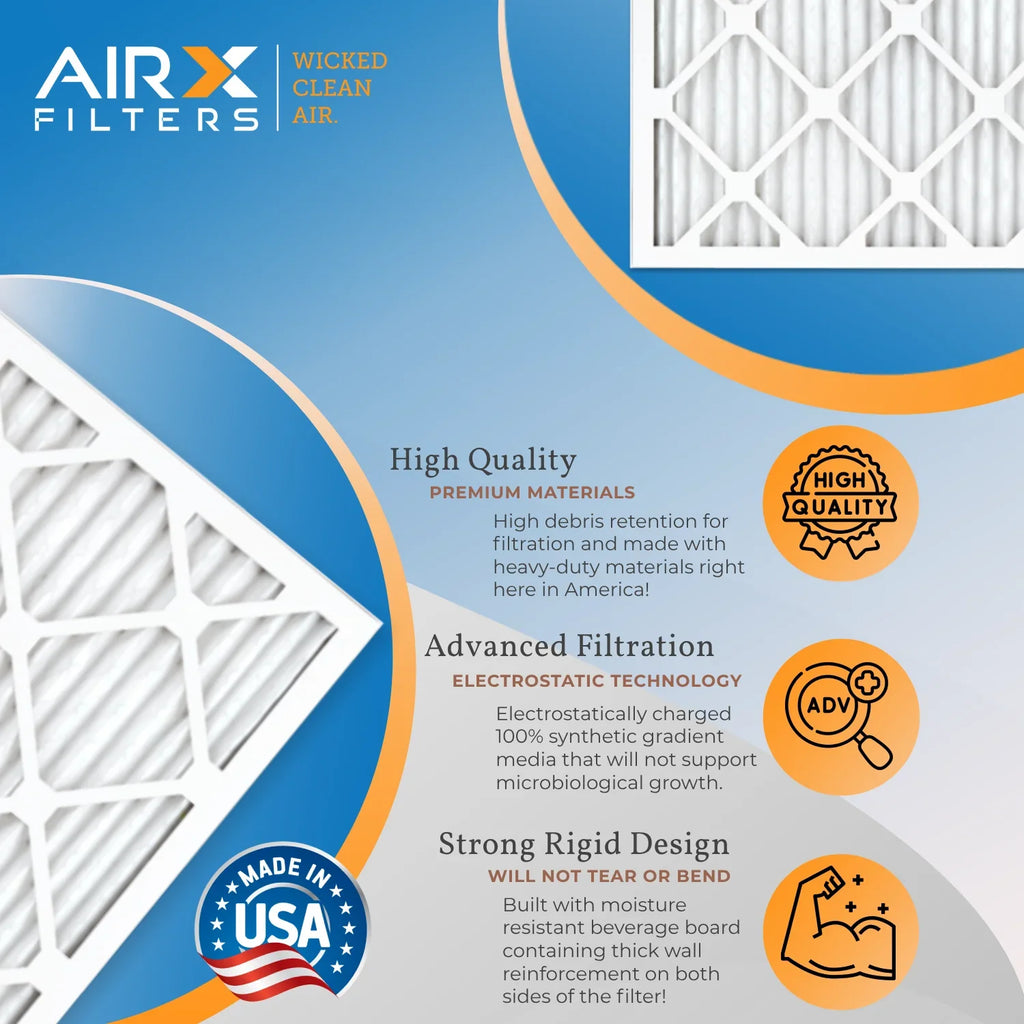 18x24x1 Air Filter MERV 11 Rating, 12 Pack of Furnace Filters Comparable to MPR 1000, MPR 1200 & FPR 7 - Made in USA by AIRX FILTERS WICKED CLEAN AIR.