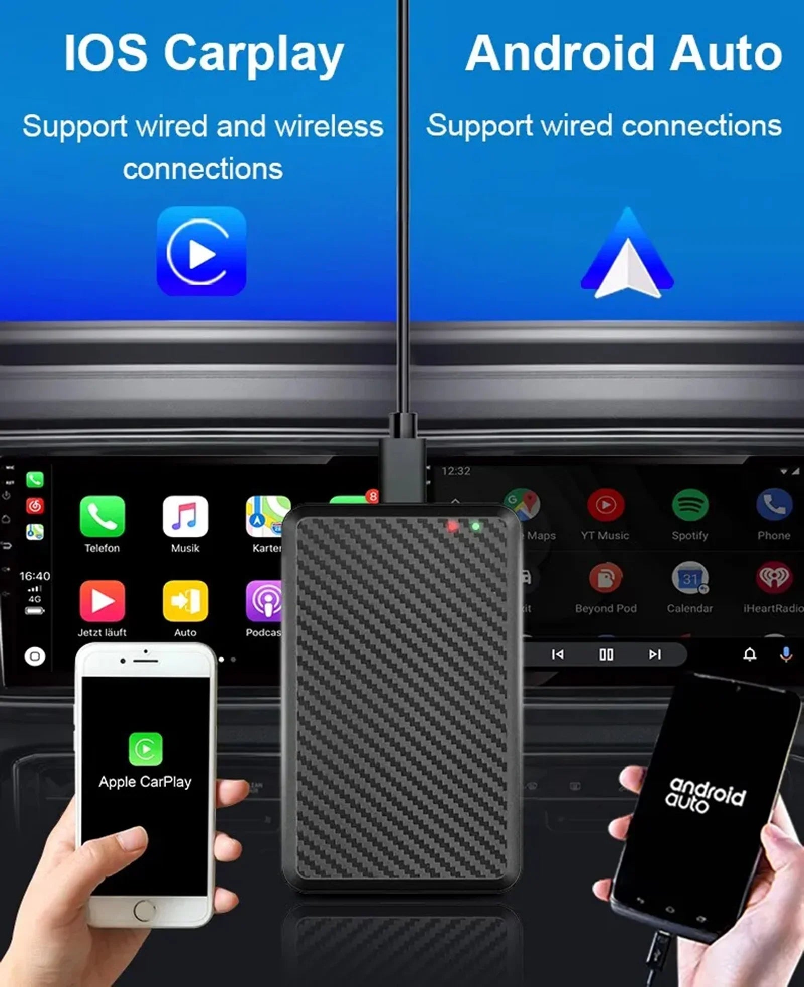 Masslatie Wired to Wireless CarPlay AI Box Android 11 System Mini Dongle Wifi Netflix Youtube Fit for Audi/Toyota/VW/Golf/Mercedes/Subaru
