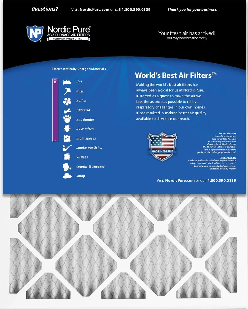16x25x1 (15_1/2x24_1/2) Pleated MERV 8 Air Filters 24 Pack