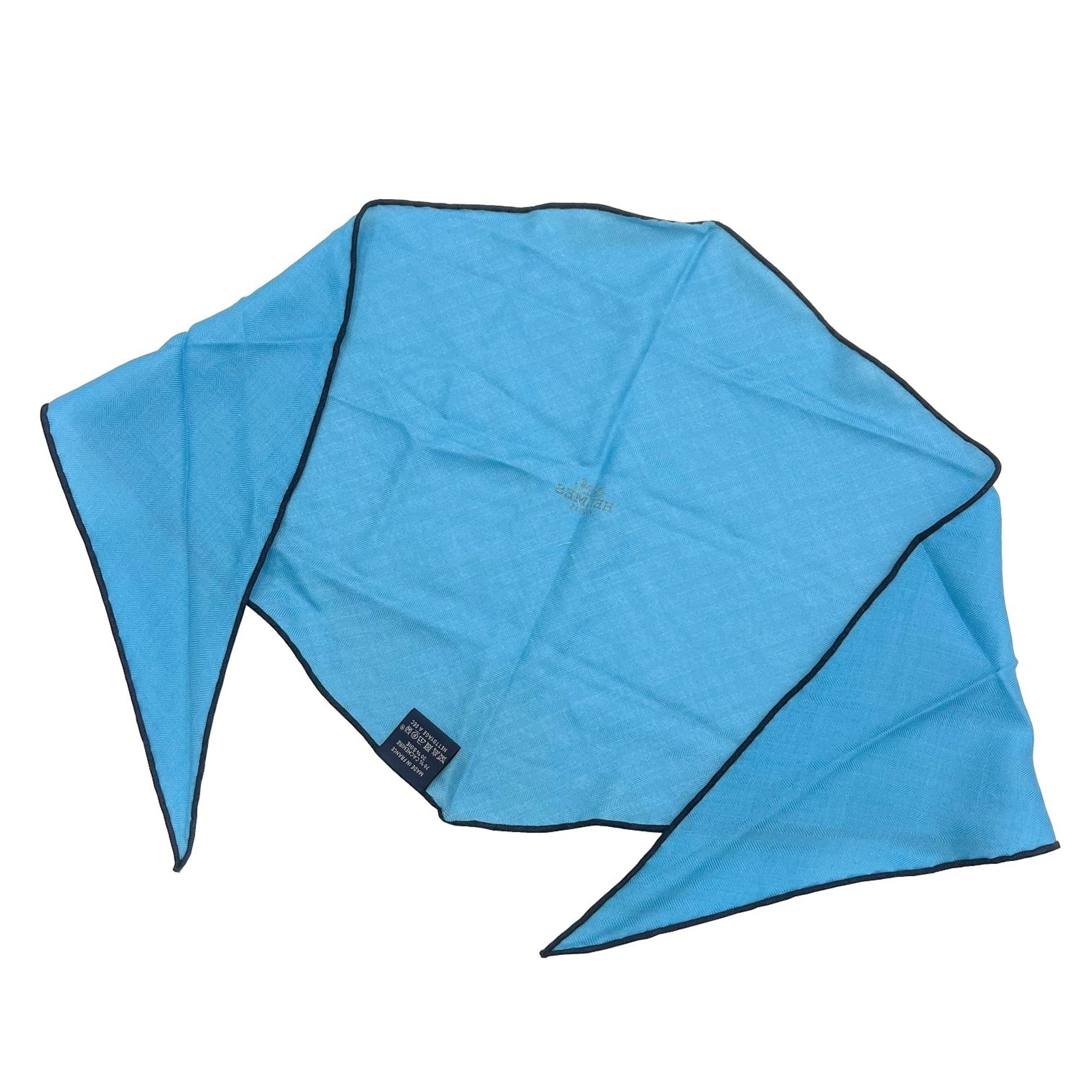 Pre-Owned HERMES Hermes triangle scarf cashmere silk blue ladies (Like New)