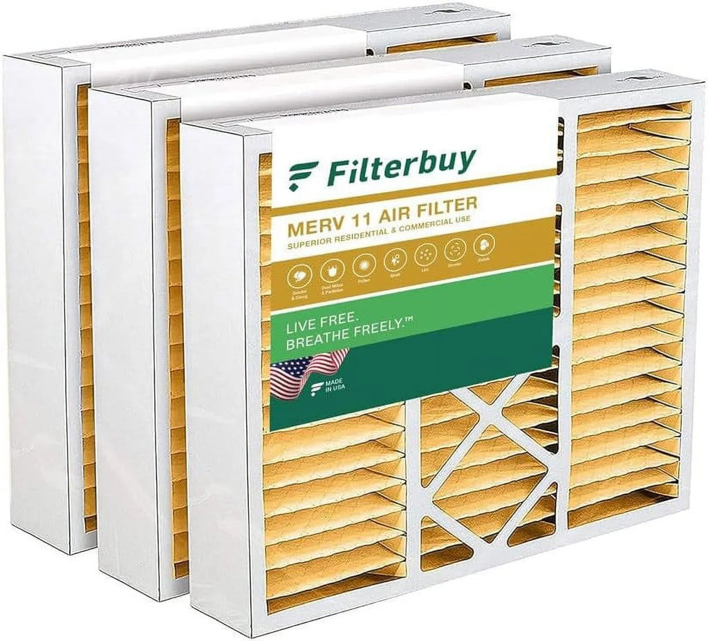 Filterbuy 20x20x5 MERV 11 Pleated HVAC AC Furnace Air Filters for Honeywell FC100A1011 and Lennox X0585 (3-Pack)