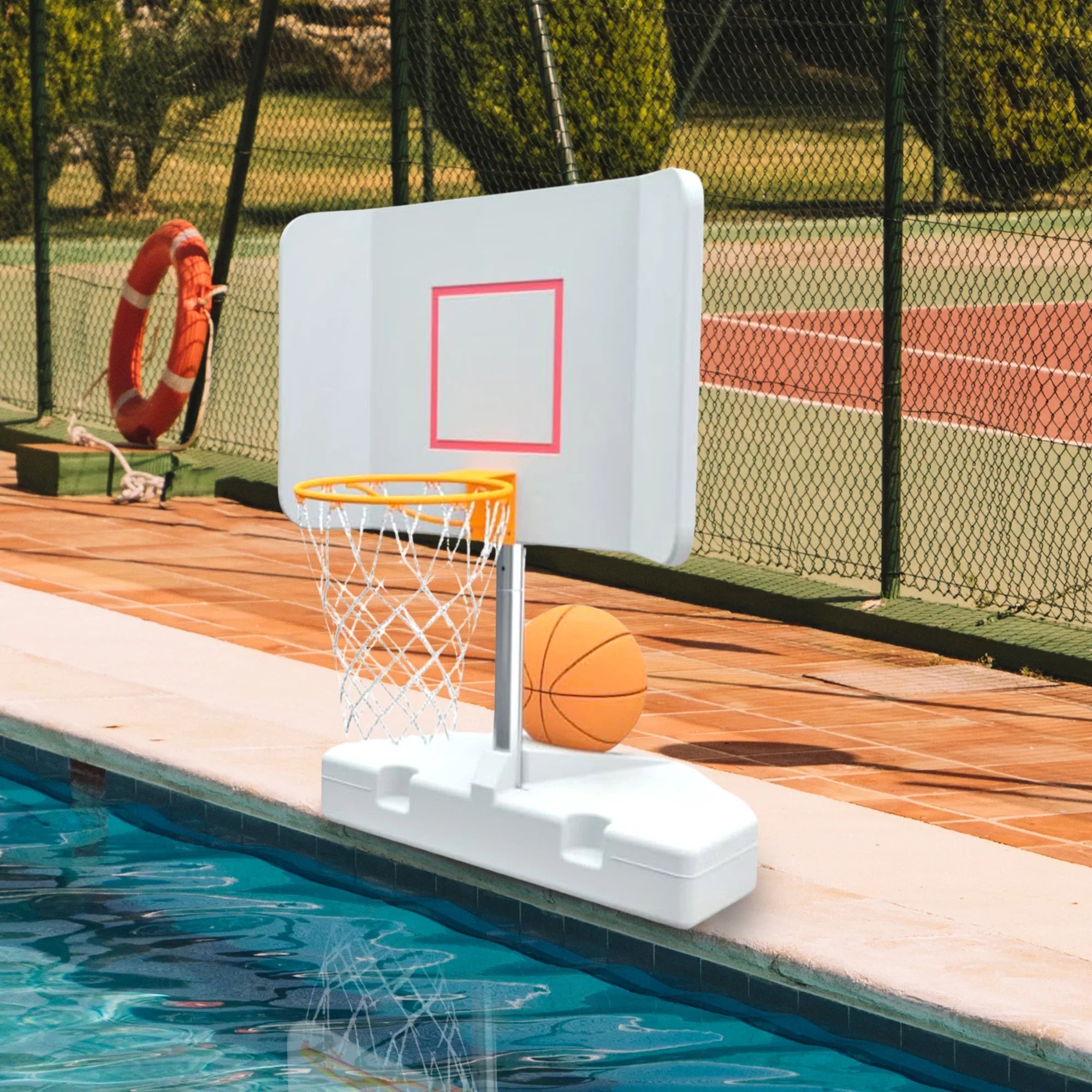 Good Ideas 15 in. Pool Shot Wing It Freestanding Basketball Hoop, White