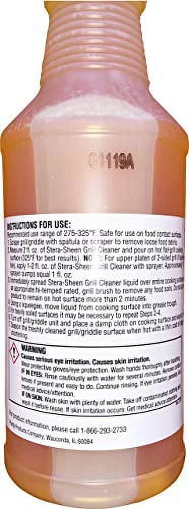 Stera Sheen - Grill Cleaner - Food Safe, Non-Caustic Formula - Restaurant & Cafe Quality Cleaner for Flat Top Grills and Griddles - Eliminate Tough Encrusted Grease - 32 fl oz Bottle (1 count) 32 Fl Oz (Pack of 1)
