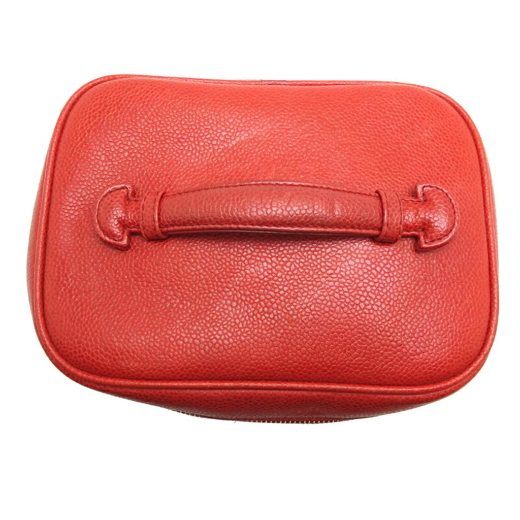 Pre-Owned Chanel Vanity Bag Ladies Handbag Caviar Skin Red (Good)