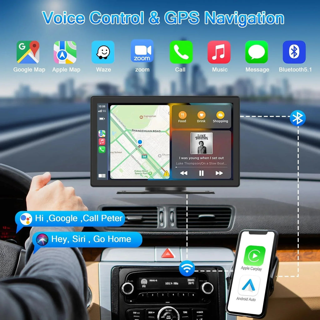 9 Inch Wireless Carplay Car Stereo, Touch Car Play Display Audio Car Radio Receiver, 2.5K Dash Cam,1080p Backup Camera DVR, Drive Mate Carplay Navigation, Multimedia Player