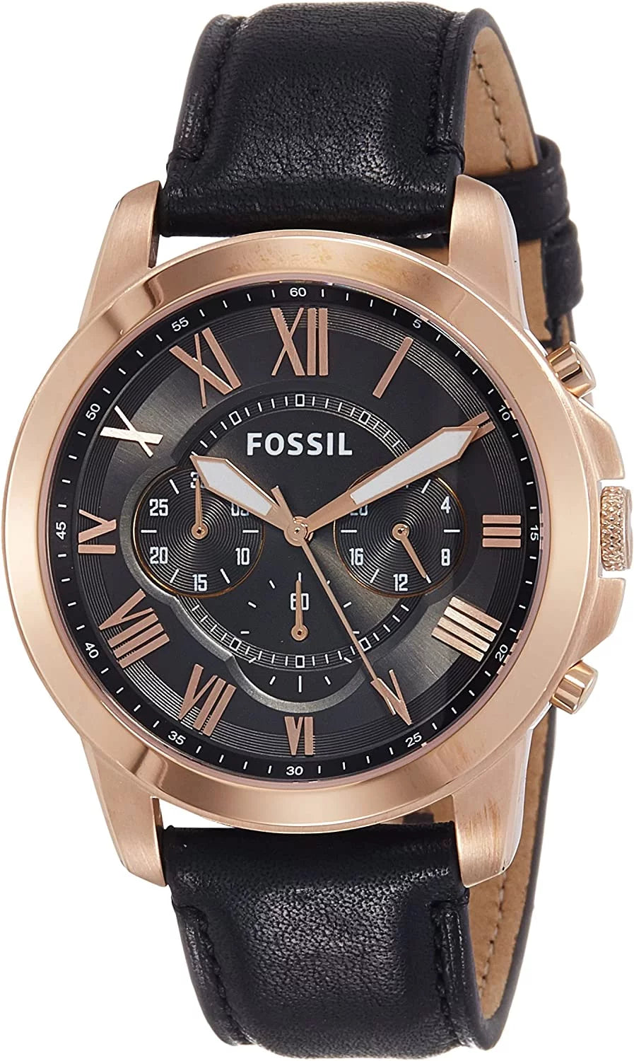 Fossil Men's FS5085 Grant Chronograph Stainless Steel Watch With Black Leather Band
