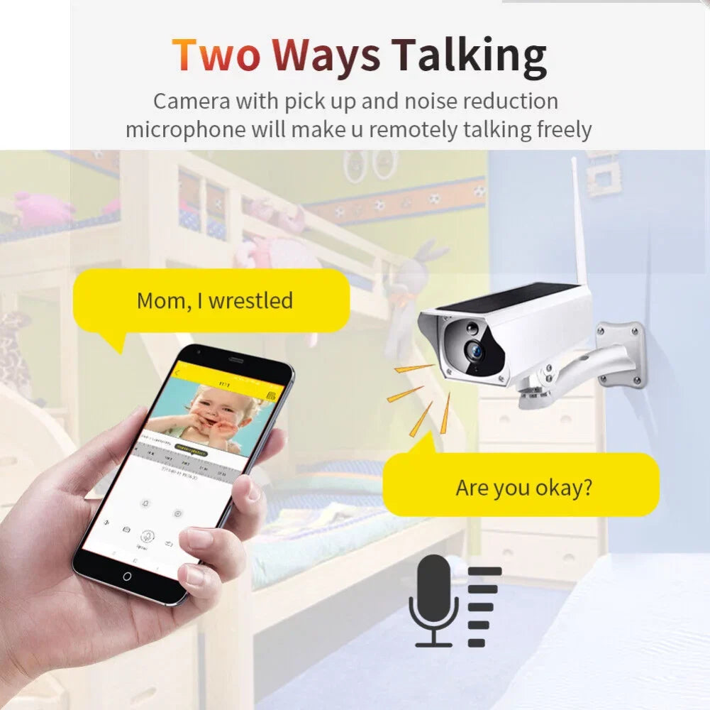 1080P Solar Powered Security Energy Camera, Wireless WiFi Outdoor IP Cameras, Rechargeable Battery Powered, Motion Detection, Liquid Video Surveillance Camera