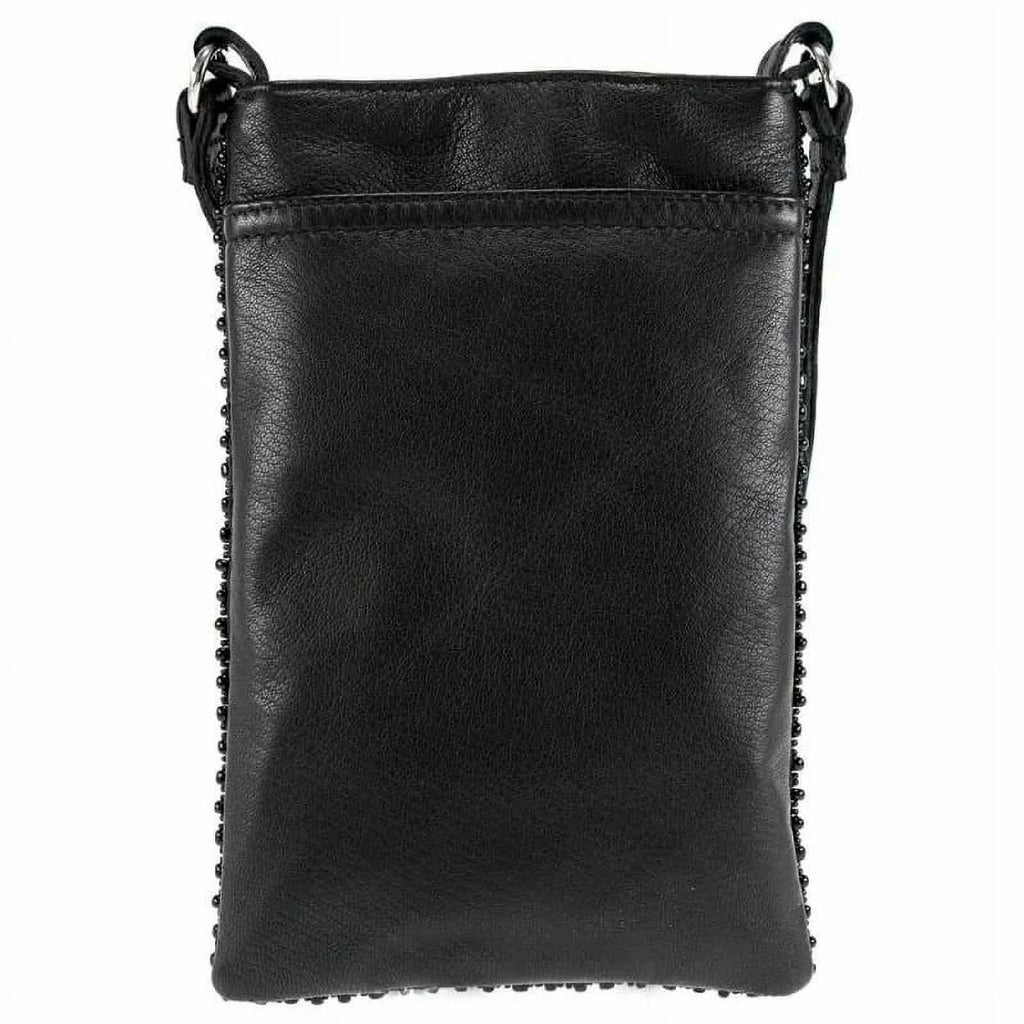 Mary Frances Take a Sip Leather Crossbody Phone Bag Cocktail Beaded Shoulder Bag NEW
