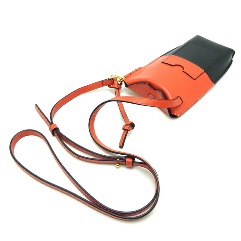 Pre-Owned Loewe Gate Pocket Women's Shoulder Bag 113.54IZ42 Leather Orange x Black (Good)