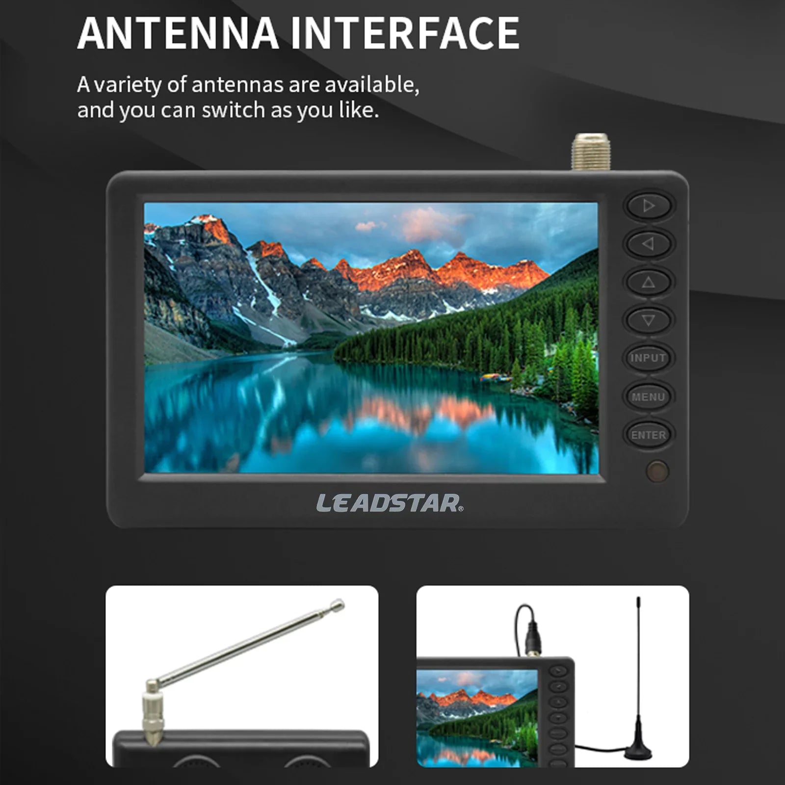 LEADSTAR D5 ATSC Portable Digital TV Player - 5-inch Display Pocket-Sized Car Television, Multimedia Player, Radio, TF Card and U Disk Playback, Includes Remote Control