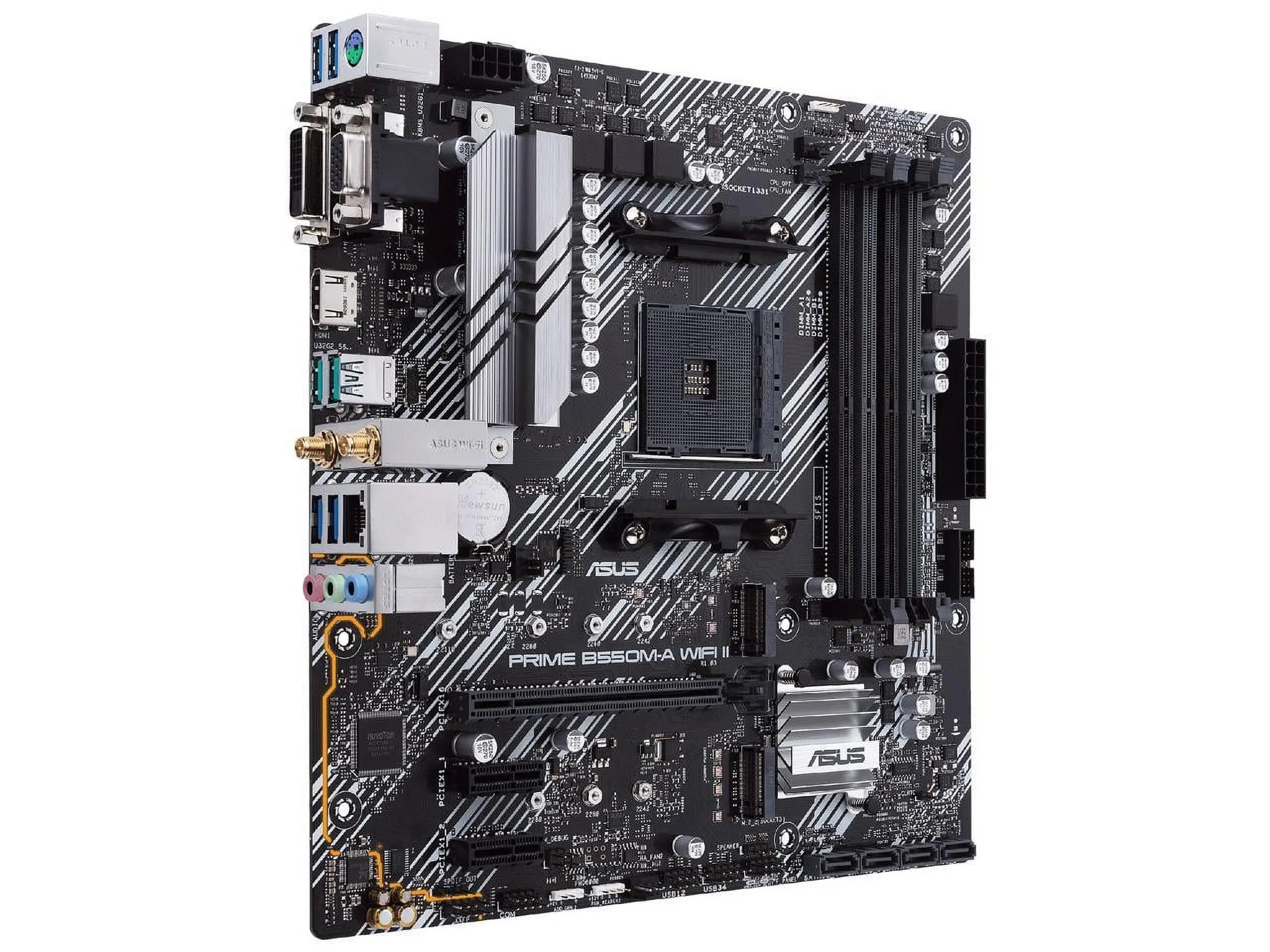 Prime B550M-A WiFi II AM4 (3rd Gen Ryzen) Micro ATX Motherboard (PCIe 4.0, WiFi 6, ECC Memory, 1Gb LAN, HDMI 2.1/D-Sub, 4K@60HZ, Addressable Gen 2 RGB Header and Aura Sync)