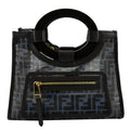 Pre-owned FENDI Runaway Shopper Small TPU FF Leather Tote Bag Black