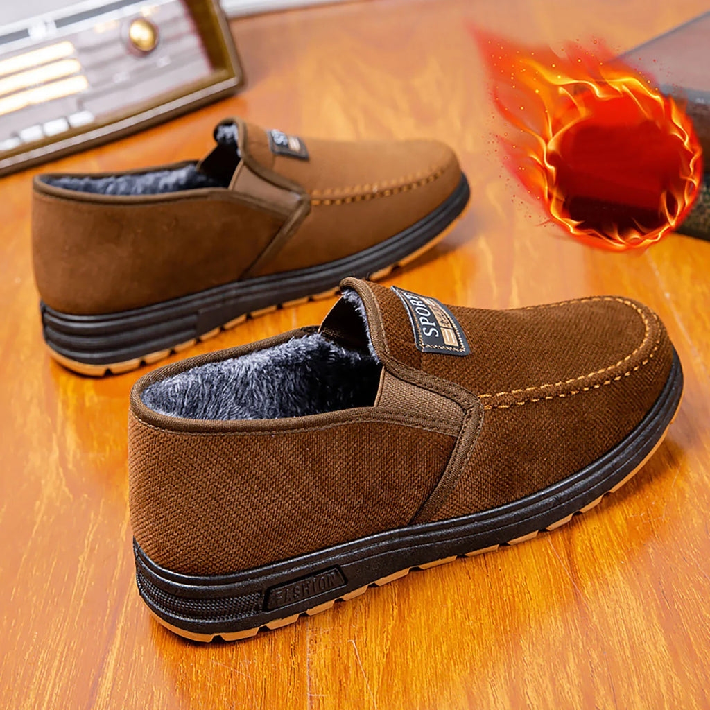 Mens Fluid Proof Hiking Shoes Men Snow Boots Fashionable And Simple Winter Thick Warm Cotton Boots Comfortable Flat Bottomed Round Toe