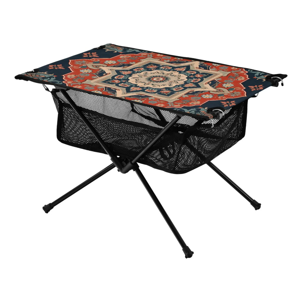 Indian Mandala Pattern Camping Folding Table Portable Beach Table with Storage Bag Compact Picnic Table for Outdoor Travel Fishing BBQ