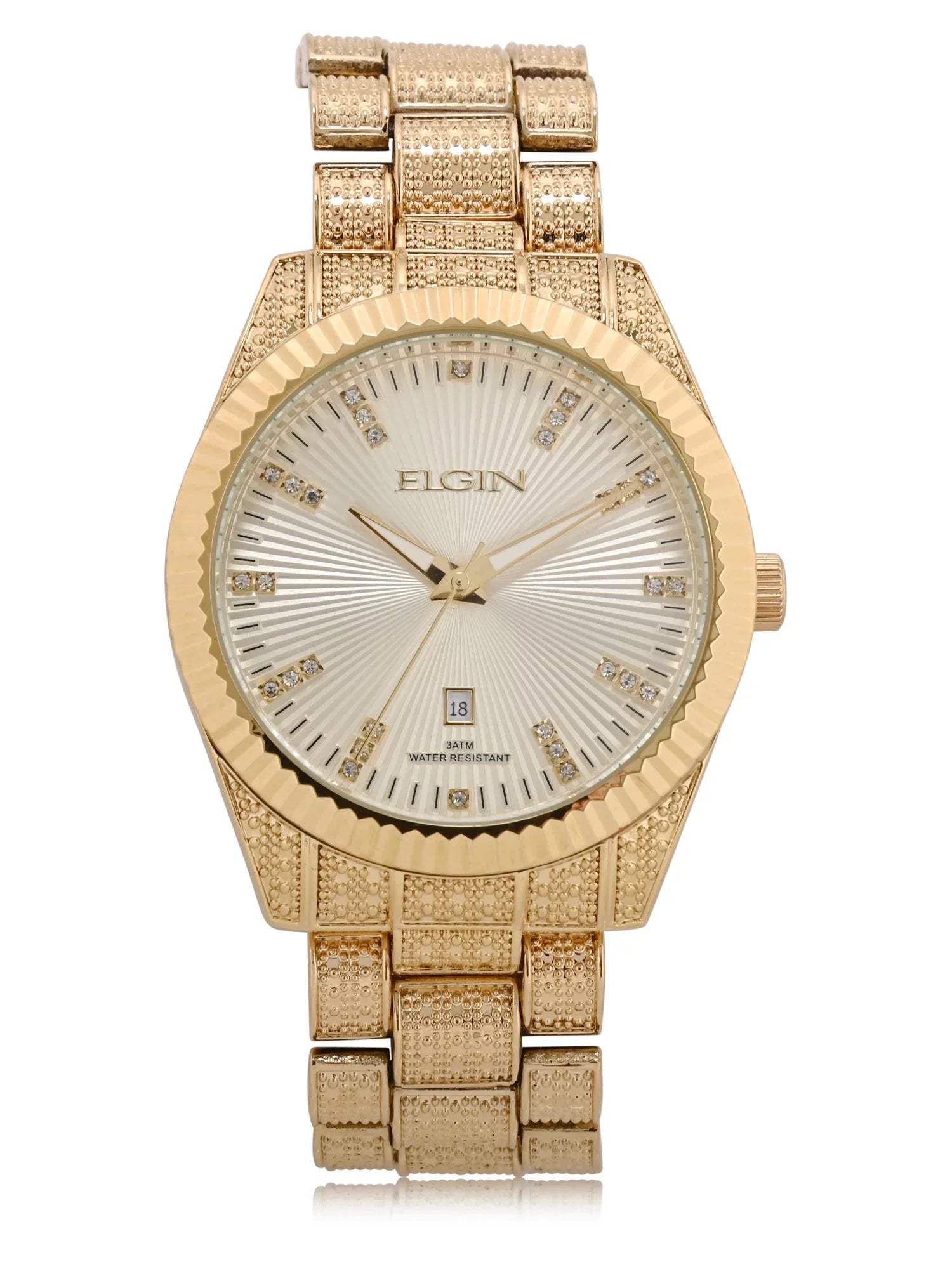 Elgin Adult Male Analog Watch in Gold with Sunray Dial (FG160096)