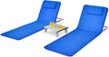 Beach Chairs for Adults with Side Table, Folding Lounge Chairs, 5 Position Adjustable Lawn Chair for Sunbathing, Camping, 2-Pack Set