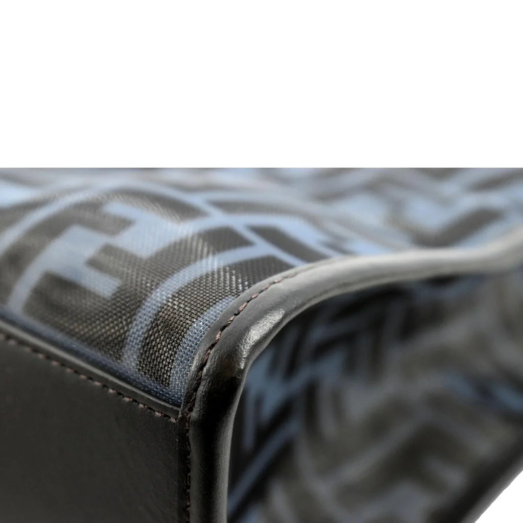 Pre-owned FENDI Runaway Shopper Small TPU FF Leather Tote Bag Black