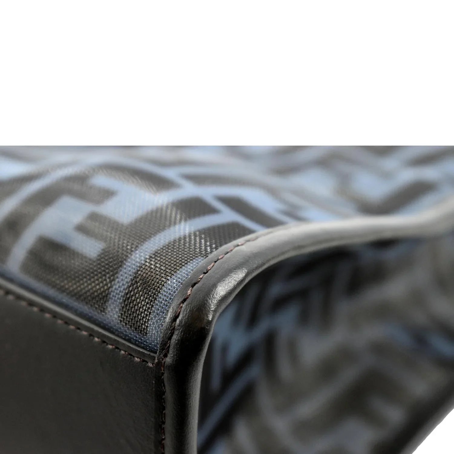 Pre-owned FENDI Runaway Shopper Small TPU FF Leather Tote Bag Black