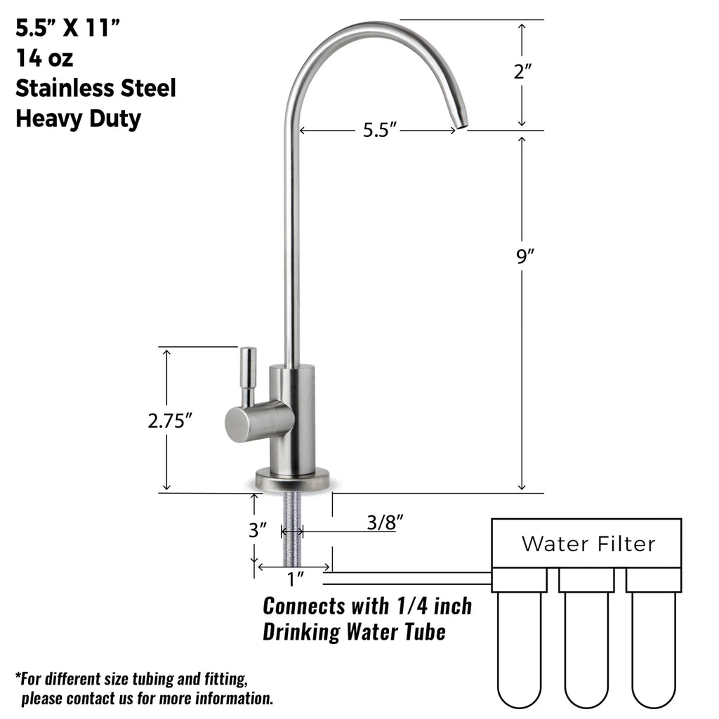 iSpring GA1-SS Premium Stainless Steel Drinking Reverse Osmosis Fluid Filtration Systems, 100% Lead-Free RO Faucet, Brushed Nickel