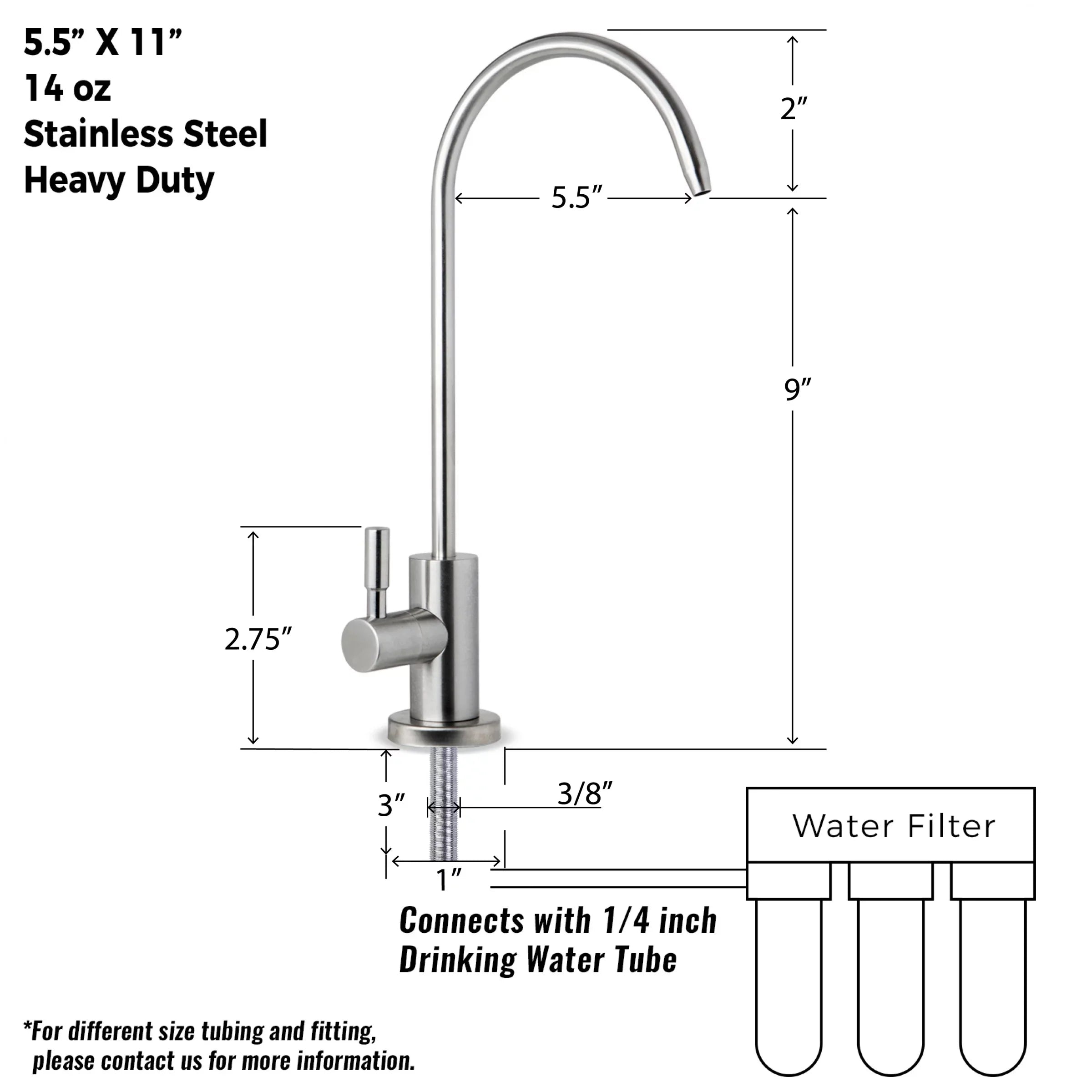 iSpring GA1-SS Premium Stainless Steel Drinking Reverse Osmosis Fluid Filtration Systems, 100% Lead-Free RO Faucet, Brushed Nickel