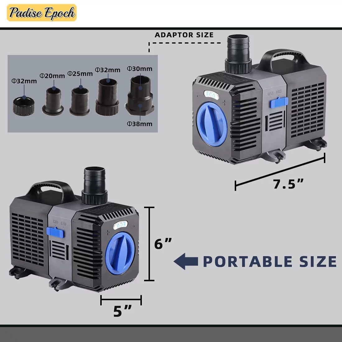 2115GPH Big Flow Adjustable Frequency Inline Fish Tank Fountain Aquarium Liquid Salt Fresh Pond Submersible Filter Liquid Pummp With Ceramic Shaft