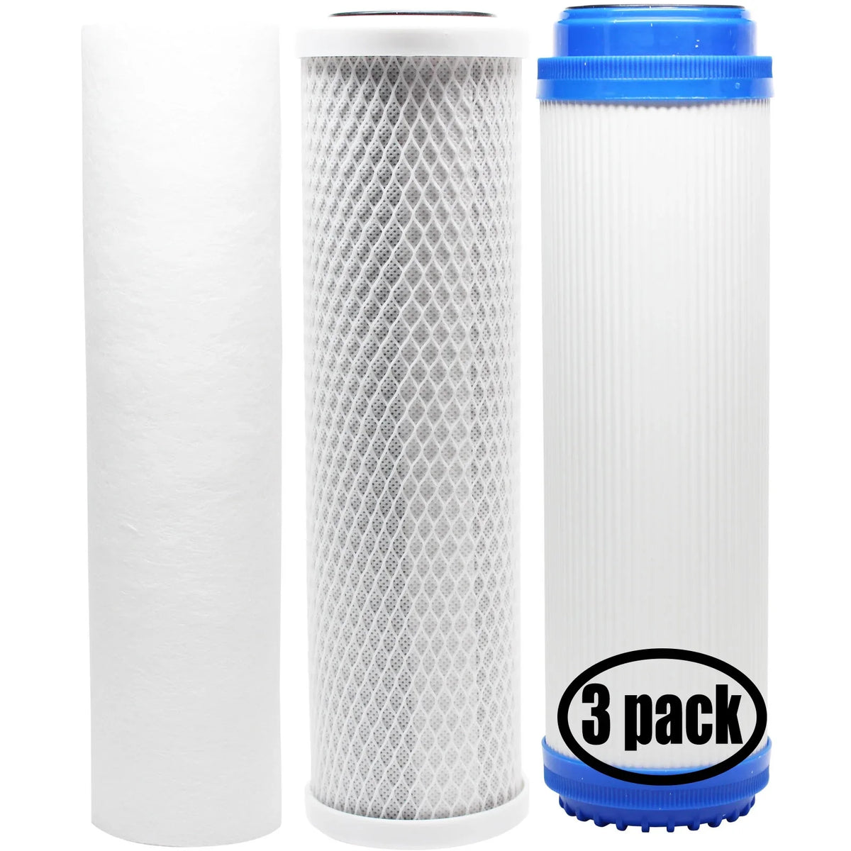 3-Pack Replacement for Filter Kit for H2O Distributors UCF-03-38-USA RO System - Includes Carbon Block Filter, PP Sediment Filter & GAC Filter - Denali Pure Brand