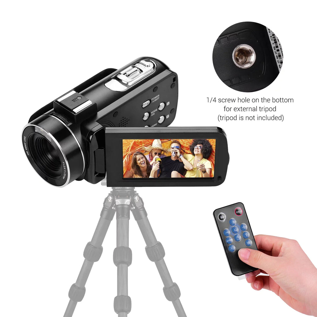 Andoer 4K Handheld DV Professional Digital Video CMOS Sensor Camcorder with 0.45X Wide Angle Lens with Macro Hot Shoe Mount 3.0 Inch IPS Monitor Burst -Shaking Function