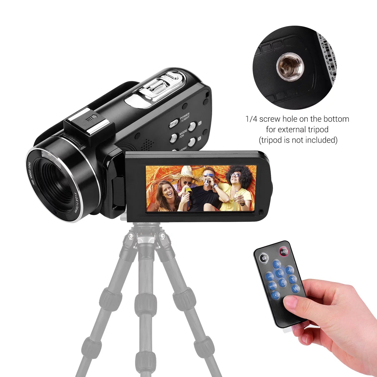 Andoer 4K Handheld DV Professional Digital Video CMOS Sensor Camcorder with 0.45X Wide Angle Lens with Macro Hot Shoe Mount 3.0 Inch IPS Monitor Burst -Shaking Function