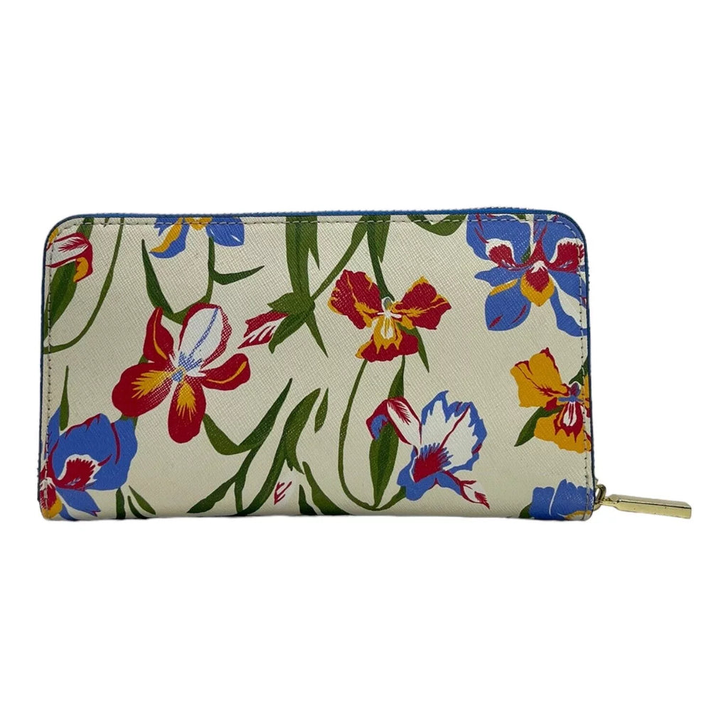 Tory Burch Flower Multi Floral Zip Continental Wallet in Painted Iris Bag New