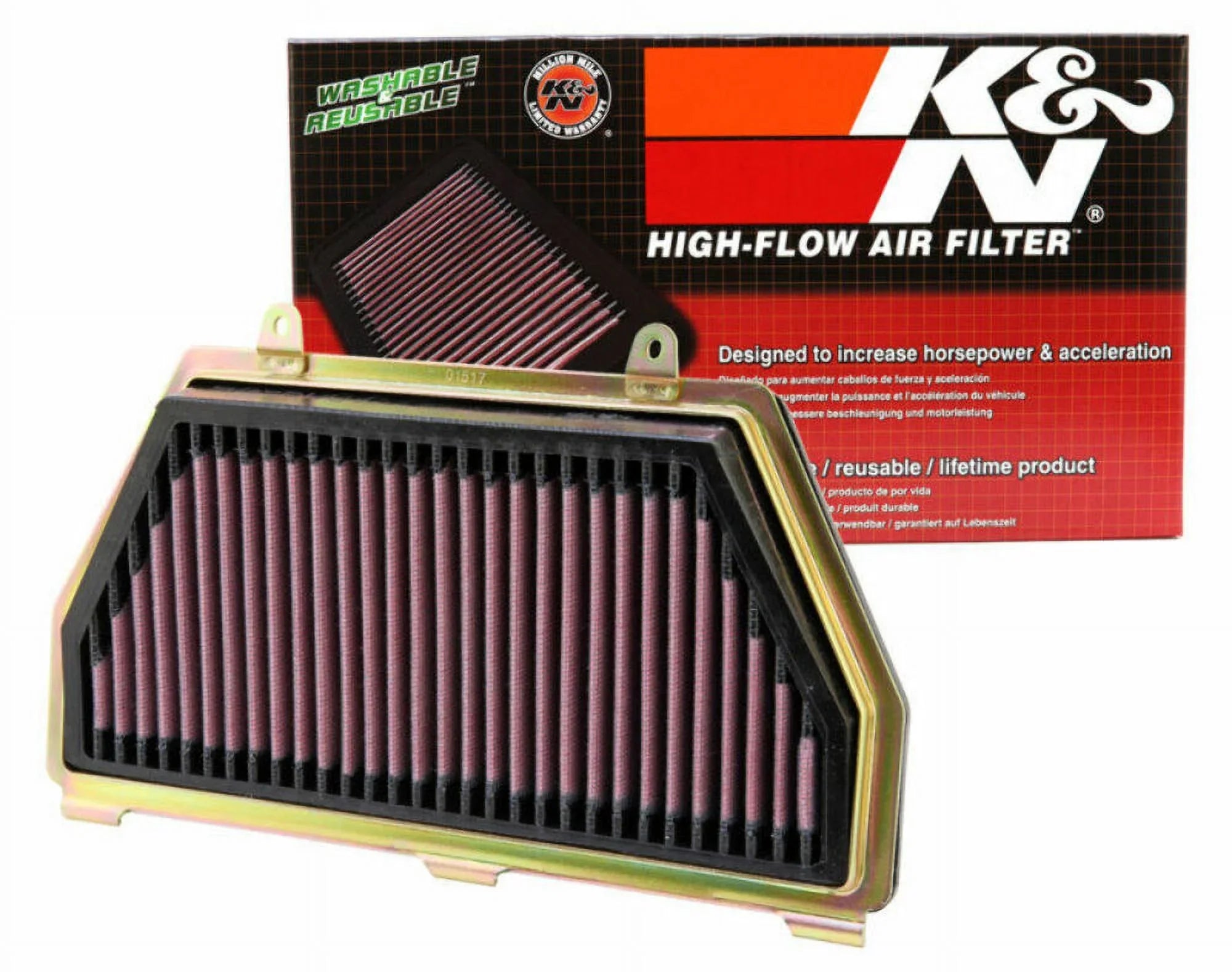 K&N Engine Air Filter: High Functionality Premium, Powersport Air Filter: 2007-2019 HONDA (CBR600RR, CBR600RR ABS, CBR600 RA) HA-6007