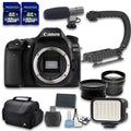 EOS 80D DSLR Camera Bundle (Body Only)w/ Wideangle&Telephoto Lenses|LED Light+2 PC 32 Cards|Microphone|Case|X-Grip|Starter Bundle