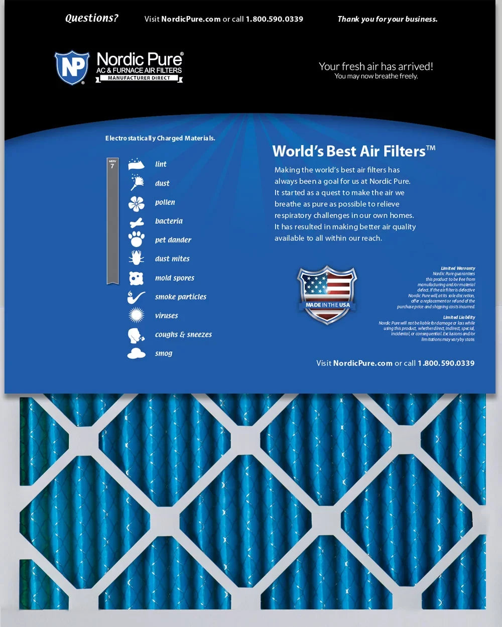 Nordic Pure 24x30x1 Pleated MERV 7 Air Filters 6 Pack
